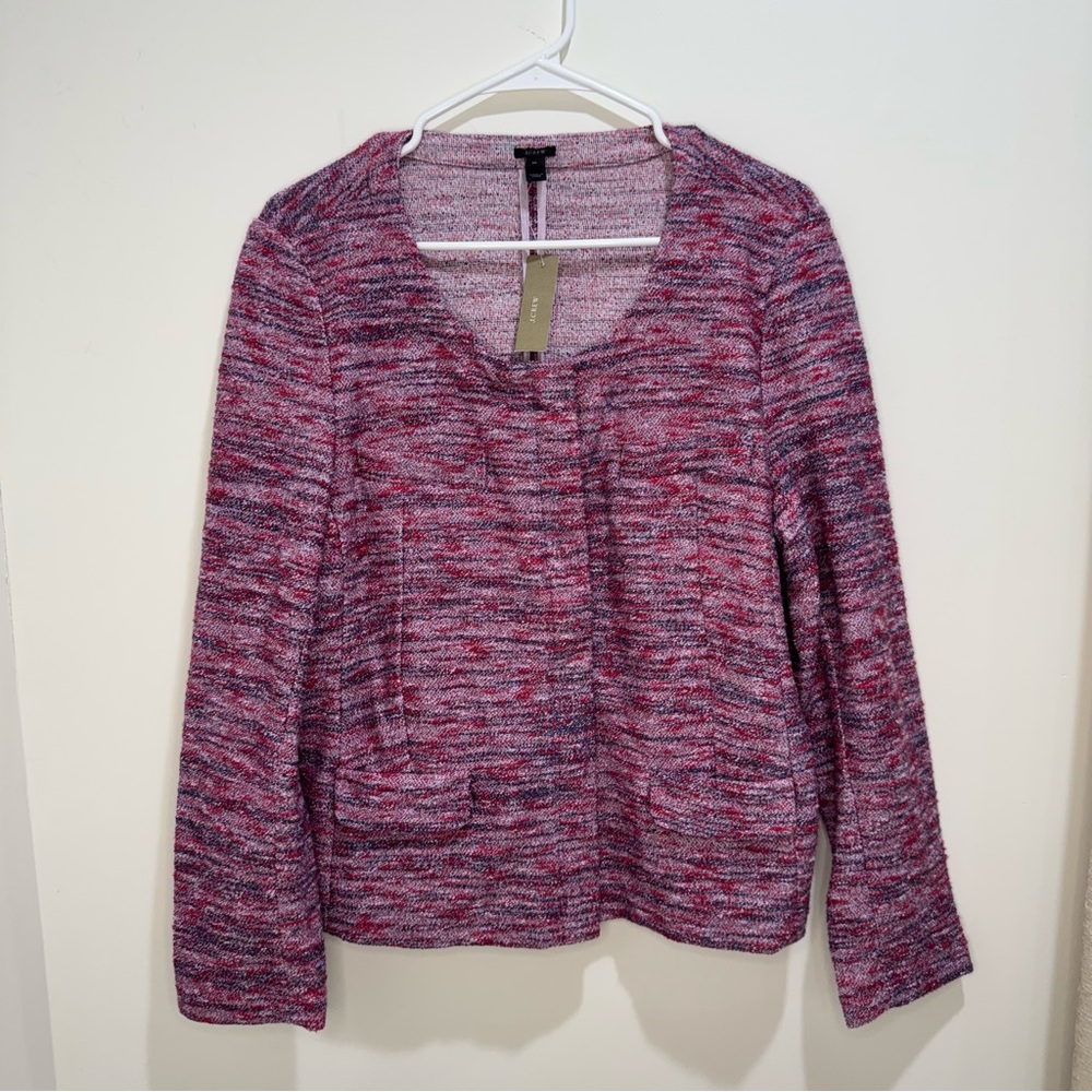 J.Crew Textured Knit‎ Zip Front Jacket XL